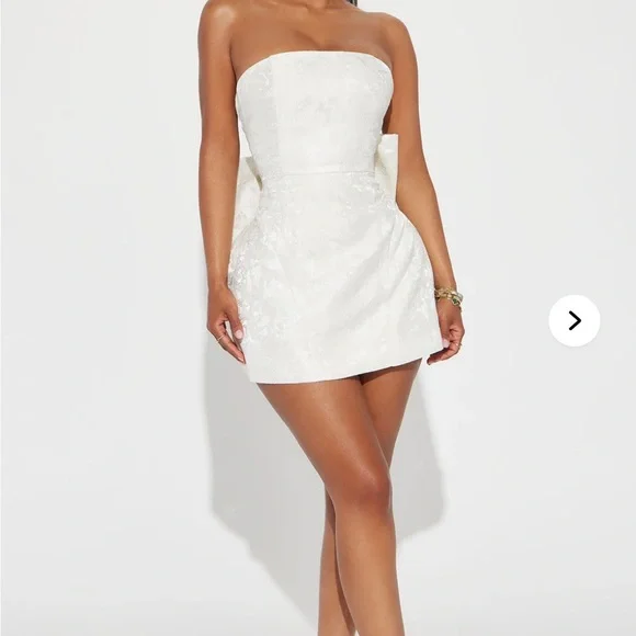 Elegant Ivory Strapless Micro Mini Dress - Picture 2 of 4